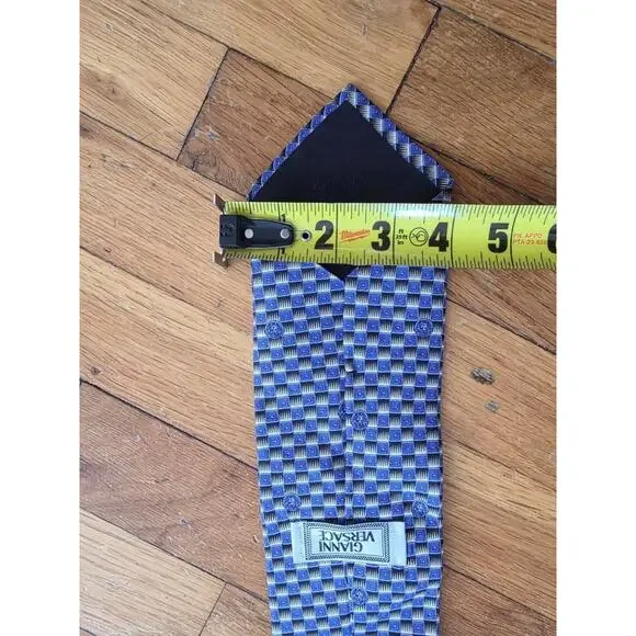 Versace Tie All Logo pattern Men's 100% Silk Blue A001936